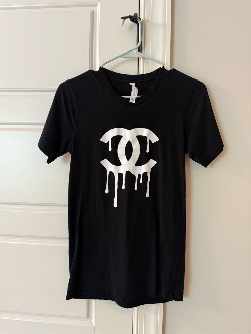 Black Graphic Tee with White Drip Logo